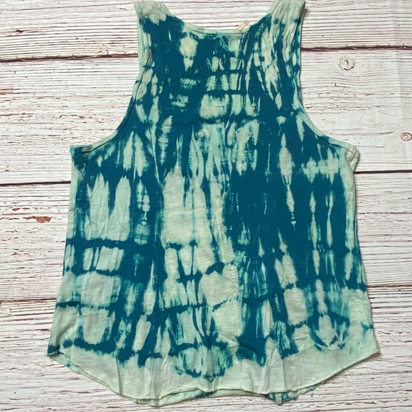 Free People Everything Zen Teal Tie Dye Beaded Tank Top Sz S - Picture 9 of 14